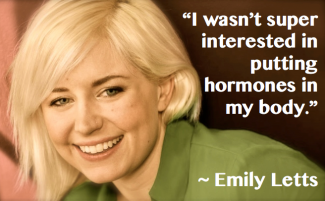 Emily Letts opposes hormonal birth control pill