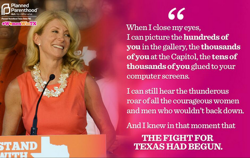 Wendy Davis reminiscing about pro-choice rally abortion Planned Parenthood