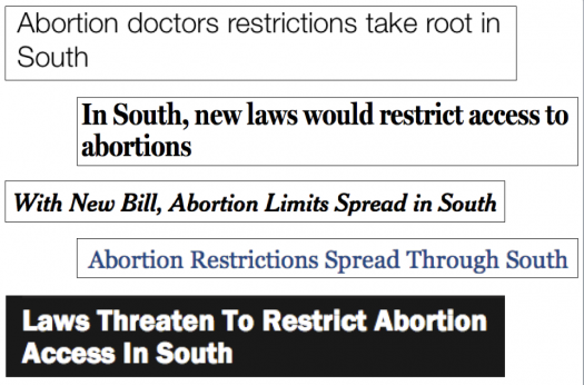Headlines: Abortion disappearing in the South