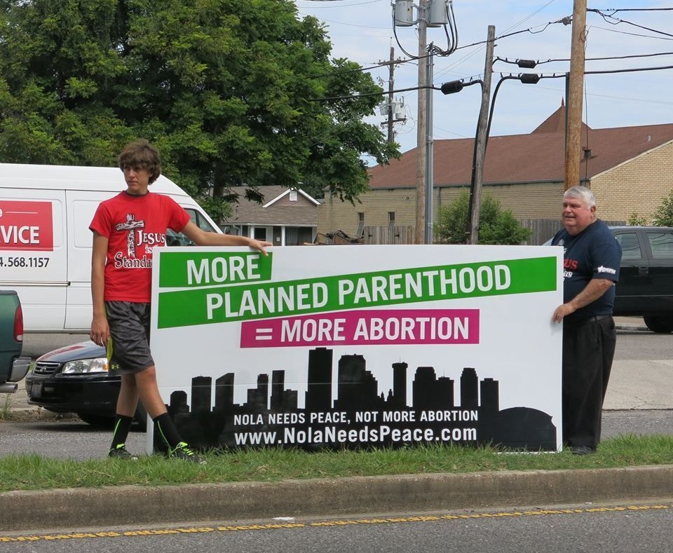Sign educating public that Planned Parenthood New Orleans commits abortion